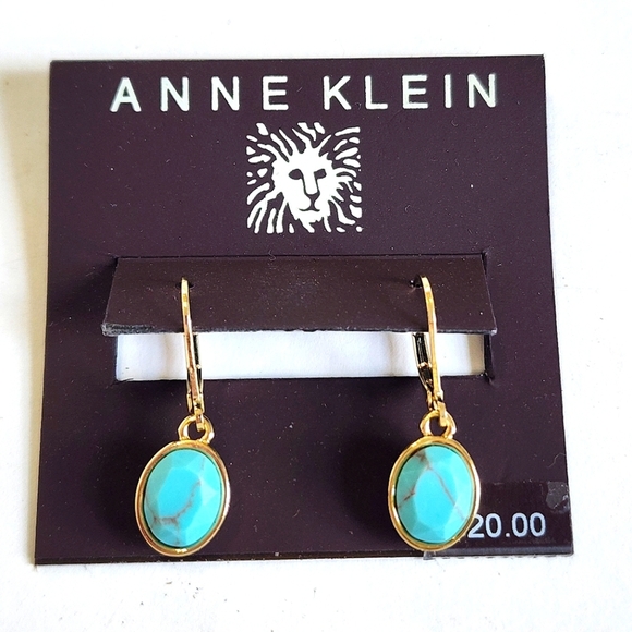 NWT Anne Klein Gold and Turquoise Drop Stud Earrings - Picture 1 of 11